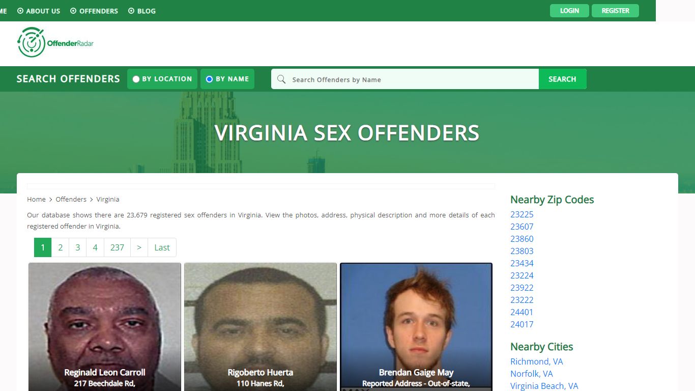 Virginia Sex Offenders Registry and database at Offender Radar